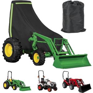 Tractor Cover Waterproof Heavy Duty Tractor Cover 420D Oxford Tractors Seat Covers Tractors Cowling Covers Accessories Compatible with John Deere Kubota Mahindra Bobcat (Blcak, Large)