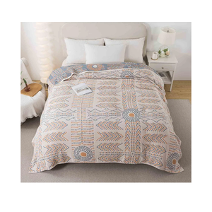 Qidordour Boho Throw Blanket, 60"x80" Muslin Blankets for Adults, 100% Organic Cotton Blanket for Couch Sofa, Lightweight Quilt, All Season Bed Throw, Farmhouse Home Decor, D-Indian Arrowhead