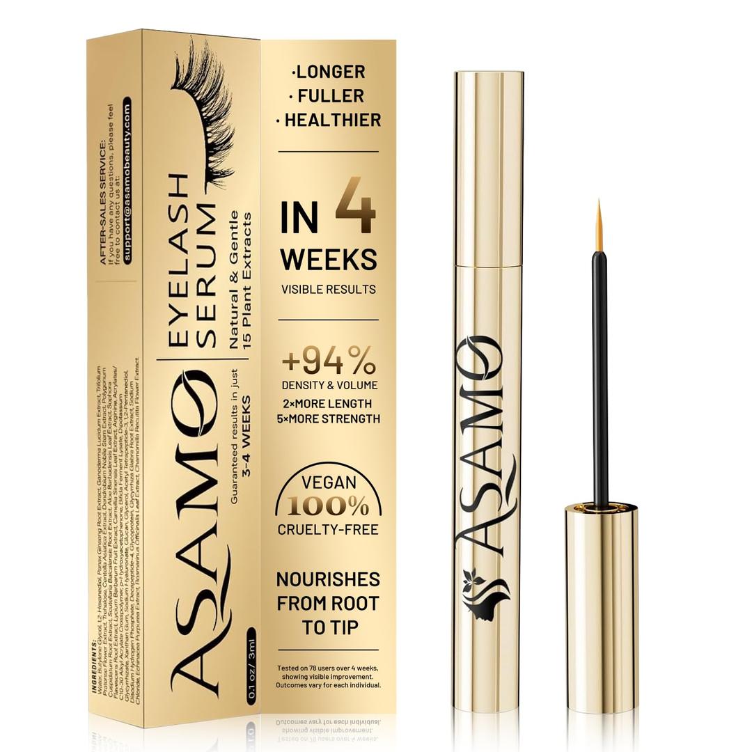 Eyelash Growth Serum  15 Plant Extracts for Longer, Denser & Robust Lashes,Boosts Natural Lash Development,eyelash serum,Enhance Natural Beauty, Hypoallergenic Oil Free,lash growth serumPURE GOLD