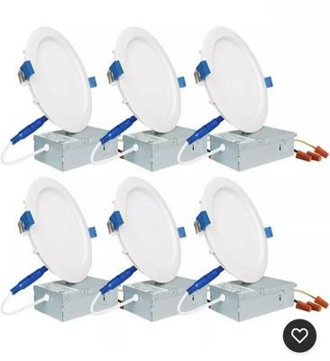 SAATLY 6 Pack 6 Inch Ultra-Thin LED Recessed Ceiling Light with Junction Box, 3000K Warm White Dimmable, 13W 110W Eqv, 850lm High Brightness - ETL and Energy Star Certified