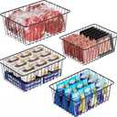 iSPECLE Upright Freezer Baskets - 4 Large Freezer Storage Basket for 8.5/11 / 11.4 cu.ft Freezer Easy Sort and Food No Longer Fall out, Upright Freezer Bins Allow Air Circulation, Black