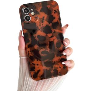 Compatible with for iPhone 12 Case, Tortoise Shell Retro Amber Brown Cheetah Print Leopard, Fashion Classic Soft TPU Protective Shockproof Case for iPhone 12 6.1 ''Color1