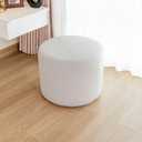 ChilternCasa Round Ottoman Foot Stool,Boucle Small Pouf for Couch,Foam Filled Modern Foot Rest with Lightweight - Applicable to Living Room & Dorm & Outdoor,White