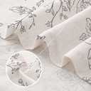 Floral Linen Curtains - 100 Inch Length for Living Room & Bedroom, Botanical Patterned, Burlap Textured, Rustic Farmhouse, Shabby Chic, Extra Long Drapes