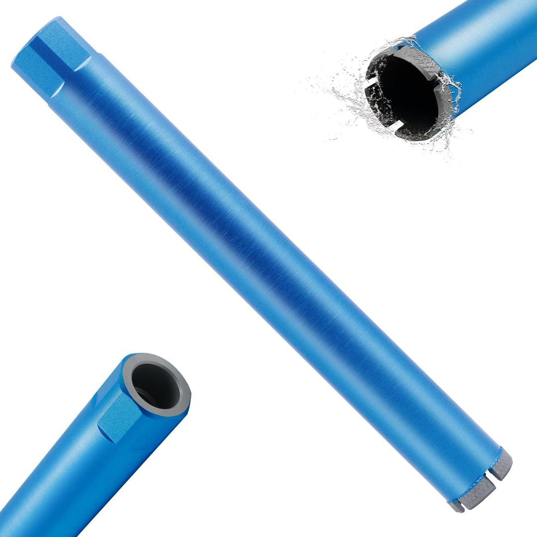 2" Wet Diamond Core Drill Bits for Concrete with Rebar, Brick, Block, Masonry, 15" Drilling Depth, 1-1/4-7" Thread, Laser-Welded Segments for Construction & DIY Home Renovation (BLUE)
