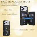 Wallet Case for iPhone 17 Pro, Magnetic Snap Flip Leather Cover with Flower Design Credit Card Holder Stand WristbandiPhone 17 Pro Protective Phone Case for Women