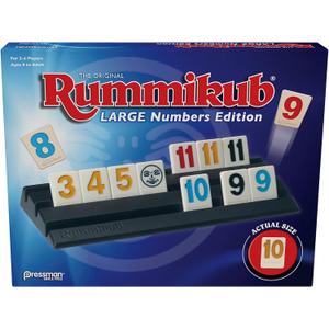 Pressman Rummikub Large Numbers Edition - The Original Rummy Tile Game Blue, 5"
