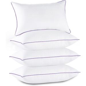 JOLLYVOGUE Pillows Queen Size Set of 4, Washable Supportive Bed Pillows with Super Soft Down Alternative Fill, Luxury Fluffy Hotel Quality for Side, Back, and Stomach Sleepers