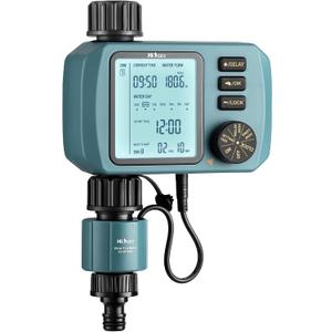 Programmable Water Timer with Flow Meter for Garden Hose, Eco Mode, Manual Watering, Rain Delay, Child Lock, for Lawn, Yard, Pool, Mist System