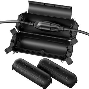 Flemoon [Pack of 3] Outdoor Extension Cord Safety Cover with Waterproof Seal, Weatherproof Electrical Connection Box to Protect Outdoor Outlet, Plug, Socket, Christmas Holiday Decoration Light, Black