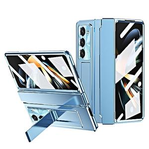 Gadget-Park Case for Samsung Galaxy Z Fold 6 2024, One-Piece Housing Z Fold 6 Case with Kickstand and Screen Protector, Full Protection (Blue)