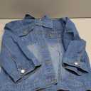 Unilexi Women's 3/4 Sleeve Colored Cropped Denim Jacket Light Wash Short Jean Jacket Trucker Coat,XL