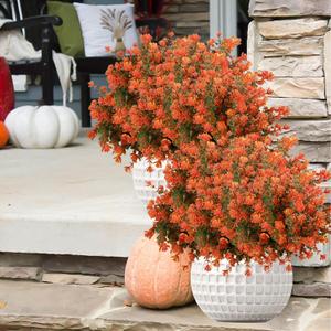 NETAP Outdoor Artificial Flowers UV Resistant, 20 Bundles Fake Realistic Floral Greenery Plants for Outside Porch, Window Boxes, Garden, Yard, Inside Home Table Decor,GreenOrange
