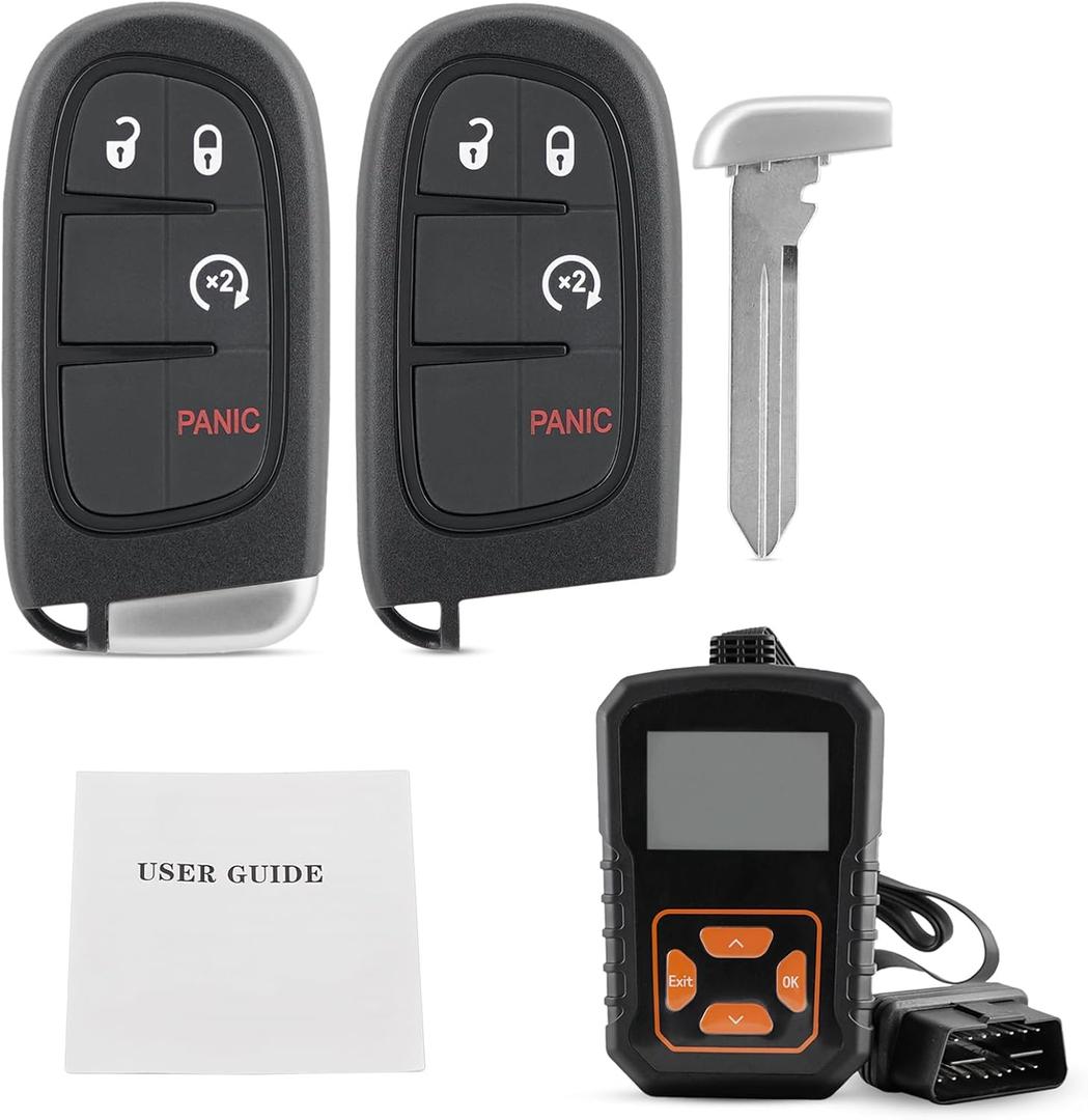 2pcs Car Key Fob Kit Compatible for 2013-2017 RAM 1500, 2500, 3500,Car Keyless Entry Remote Control,3+1 Button,56046956,GQ4-54T