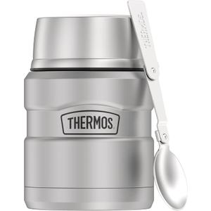 THERMOS Stainless King Vacuum-Insulated Food Jar with Spoon, 16 Ounce, Matte Stainless Steel