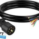 Deluwire 4 FT 7 Pin Trailer Plug, Heavy Duty Trailer Wiring Harness, 7 Way Trailer Cord with Double Prongs Connector for Trailers, RVs, Campers