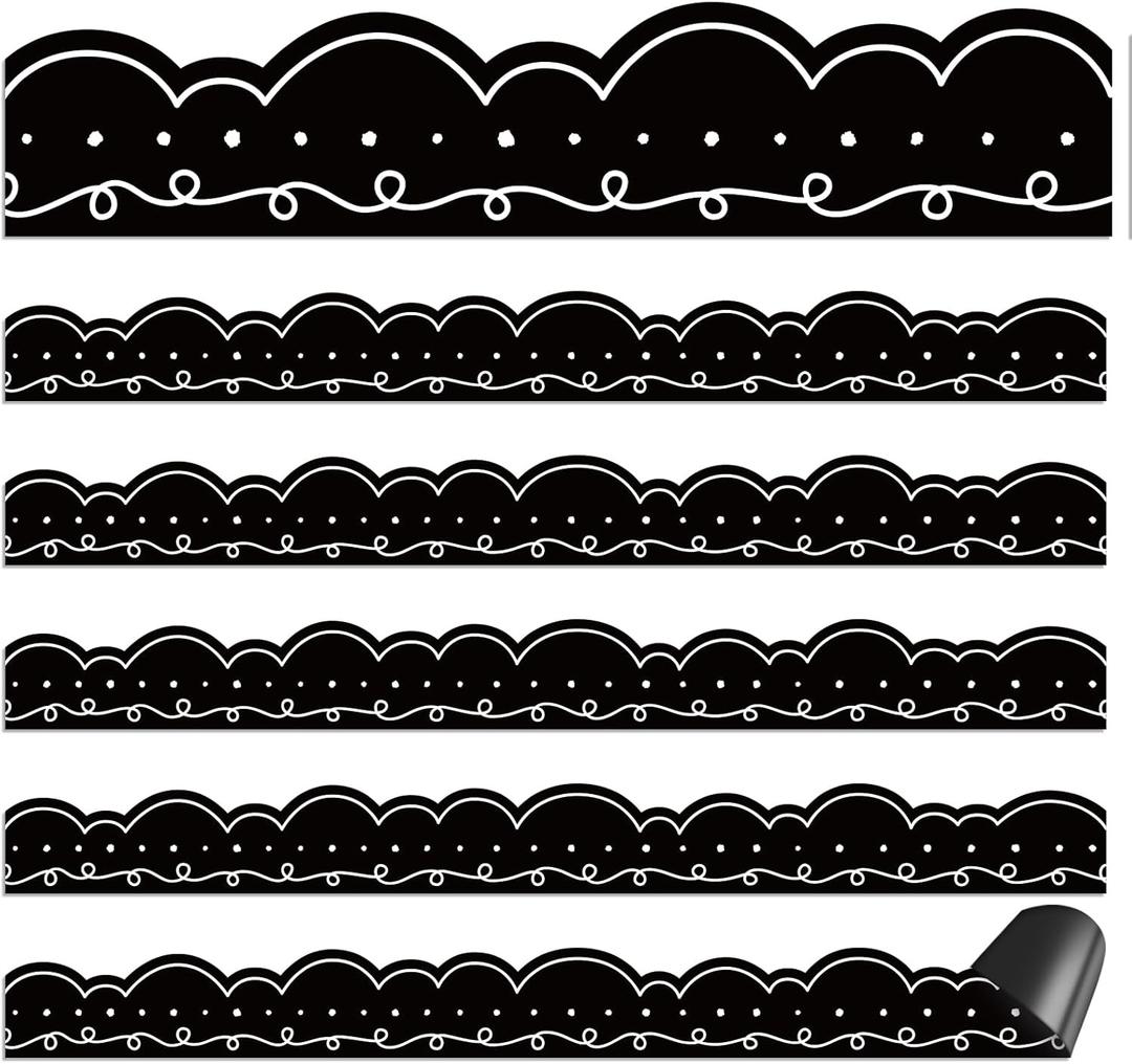 24 Pcs Magnetic Borders for Classroom Whiteboard Magnetic Strips Bulletin Board Borders School Classroom Chalkboard Trim Decorations for School Teacher Decorations(Black)