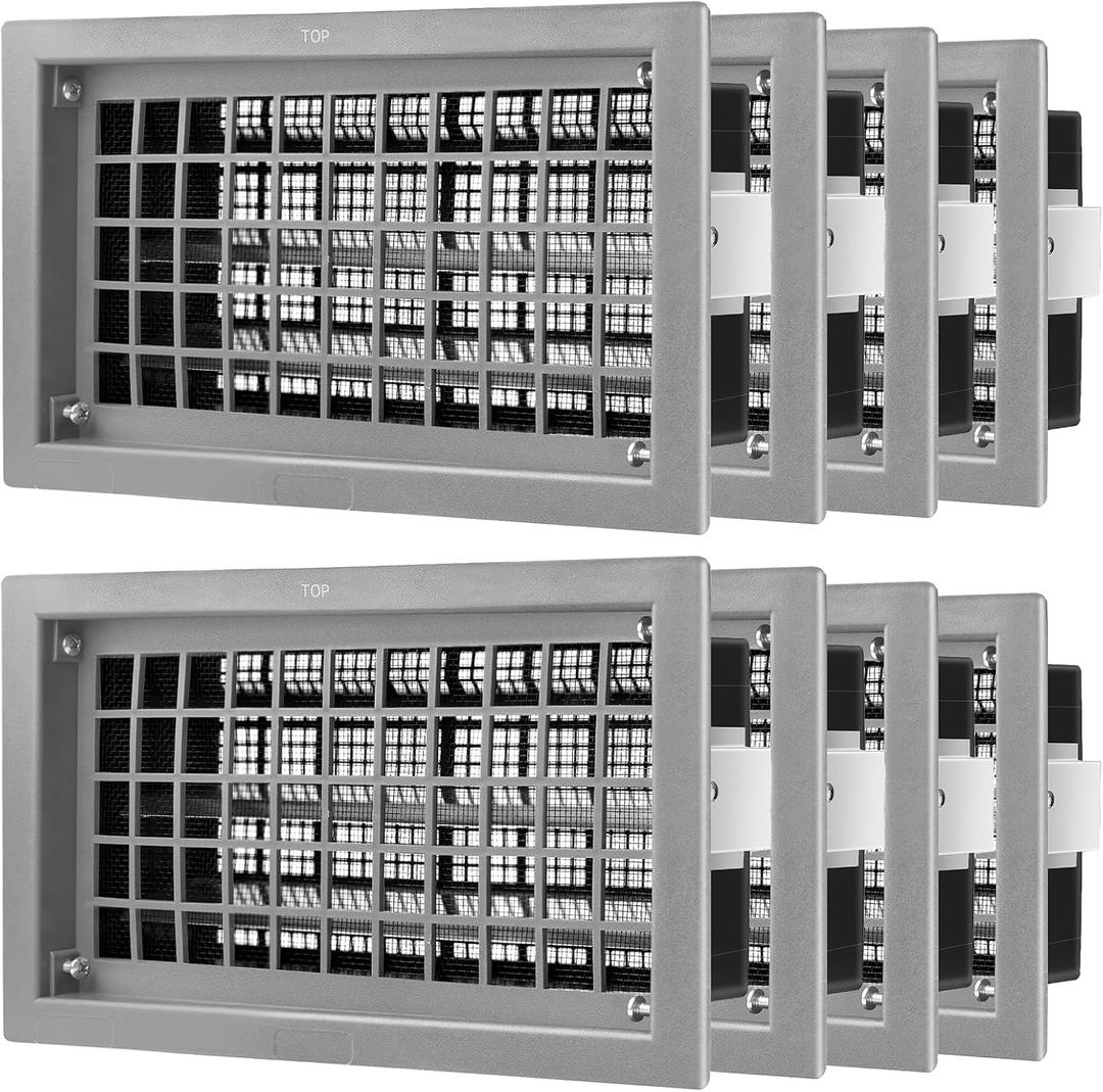 Crawl Space Foundation Vent Cover Automatic 8x16 Inch, Gray 8 Pack