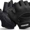 HOZMOZ Ventilated Weight Lifting Gloves, Thick Padded Workout Gym Gloves with Full Palm Protection & Grip & Shock Absorption for Women & Men's Fitness Exercise Training (Black, M)