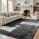 5x8 Fluffy Shag Area Rugs for Living Room Bedroom: Soft Plush Carpet Grey