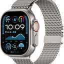 Milanese Mesh Loop Compatible for Apple Watch Band 49mm 46mm 45mm 44mm Men Women, Breathable Replacement Band with Adjustable Parachute-style Buckle for iWatch Ultra 2/Ultra/SE/Series 10/9/8/7/6/5/4 (Natural)