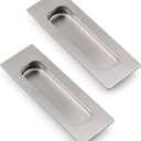 HOMOTEK 2 Pack 120mm Flush Sliding Closet Door Pulls, Recessed Finger Pulls for Sliding Barn Bypass Door Handles, Cabinet Drawer Rectangular Invisible Pull- Small Size 4.75 in, Brushed Stainless Steel