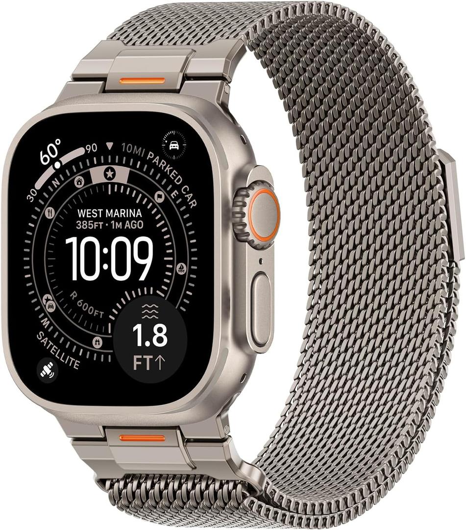 BXUXOHS Milanese Loop- Compatible with Apple Watch Ultra 3 2 1 Band for Men 49mm 46mm 45mm 44mm 42mm 41mm 40mm 38mm,Magnetic Mesh Metal Strap Wristband for iWatch SE 3/2 Series 11/10/9/8/7/6/5/4 Ultra