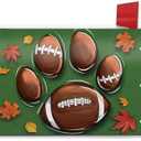 FBCOO Fall Football Cat Dog Paw Mailbox Cover Magnetic Standard Size 21" x 19", Green Autumn Sport Game Decorative Post Letter Box Wrap Decor, Rugby Maple Leaves Garden Yard Outdoor Decoration 6 Pack