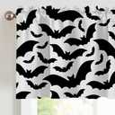 2 x Vanleonet Halloween Curtain Valances Black Bats Valances for Windows Rod Pocket Gothic Curtains Halloween Decoration for Party Kitchen Living Room Bedroom 1 Panel, 54W x 18" L