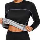 SEXYWG Sauna Jackets for Women Long Sleeve Sauna Suit Crew Neck Sweat Shirt | Silver Heat-Trapping Lining| Long Sleeve Coverage| Lightweight Sweat Top| Gym, Running & Training Use| Sweat-Enhancing Top