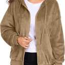 PrinStory Womens Flannel Long Sleeve Zip Up Hoodie with Pockets L