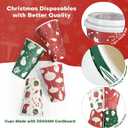 Christmas To Go Coffee Cups with Lids 16 oz Insulated Cups, 100 Packs Hot Cup for Chocolate/Coffee/Tea/Water/Juice, Coffee Bar Accessories with Lid & Sleeve, Christmas Cups Disposable Supplies, 100 sets