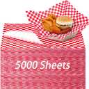 Sieral 5000 Sheets Sandwich Wrap Sheet 12 x 12 Inch Wax Paper Bulk Fast Food Basket Liners Disposable Parchment Paper Grease Resistant for Party Restaurant Wrapping(Red, White)