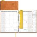 POPRUN 2026-2027 Monthly Planner, 6.5" x 8.5", 18 Month Calendar (July 2026 to December 2027) with Expense Tracker, Notes Pages, Sprial Bound, Leather Softcover - Beige