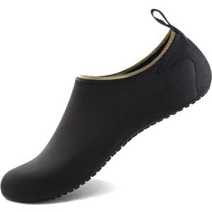 Water Shoes for Women Men Quick-Dry Aqua Socks Swim Beach Barefoot Yoga Exercise Wear Sport Accessories Pool Camping Must Haves Adult Youth Size (8.5-9.5 Women/7.5-8.5 Men, Black Gold-w010)