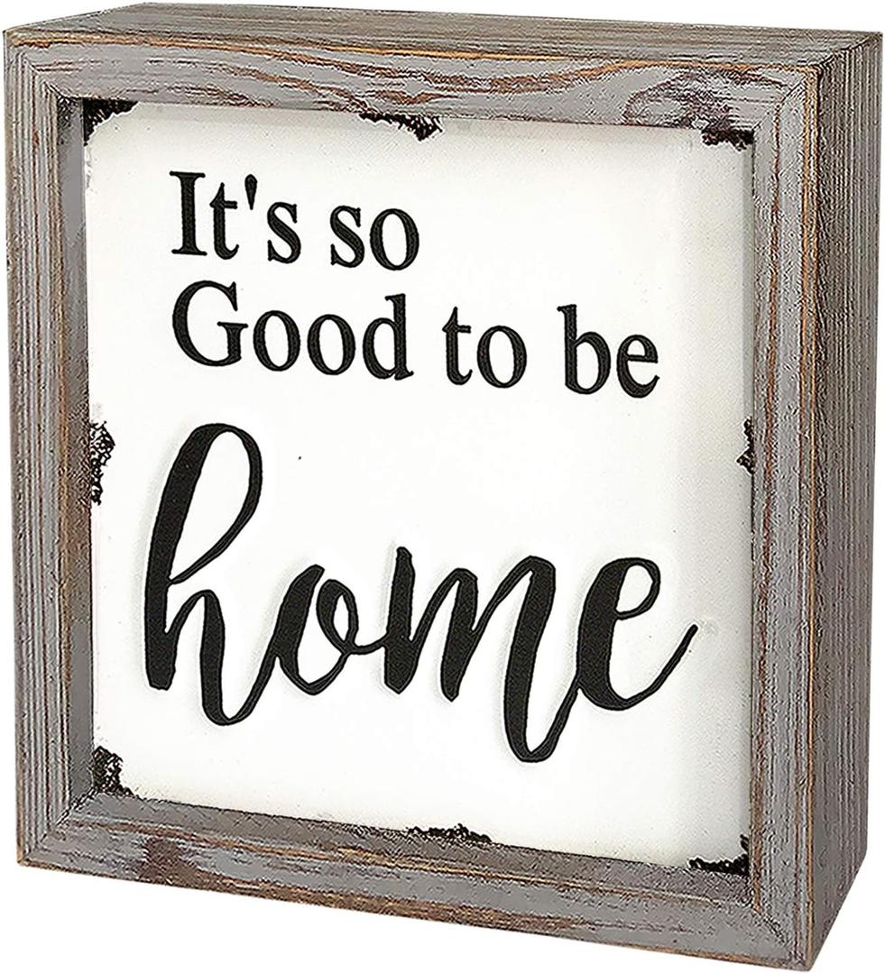 8" X 8" Wooden Home Sign Wall Decor Rustic Embossed Retro Metal and Wood Framed Sign Modern Farmhouse Wall Hanging Art Family Sign Home Dcor, Its so Good to be home