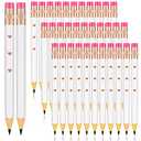 Ireer Bridal Shower Pencils Half Golf Pencils with Erasers Pre Sharpened 4 Inch 2 HB Mini Hexagon Wedding Pens for Bridal Shower Favors Office (White,36 Pieces)