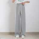 Girls Wide Leg Sweatpants Straight Leg Jogger Sweatpants Kids High Waist Baggy Loose Pants with Drawstring (5-6 Years, Light Grey 2)