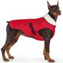 EMUST Dog Coat, Waterproof Pet Snow Jacket for Winter, Adjustable Small/Medium/Large Dog Coat/s for Winter, Red, L