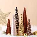 6 Pcs 10" 8" 6" Christmas Champagne Cone Trees Decoration Glitter Velvet Tree Table Centerpiece for Xmas Tabletop Crafts Wedding Party Room Decoration