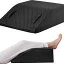 Leg Elevation Pillow for After Surgery, 10inch Foam Leg Elevating Pillow for Swelling and Blood Circulation, Leg Wedge Pillow for Sleeping, Knee Pillow for Knee Hip Ankle Pain Relief, Black