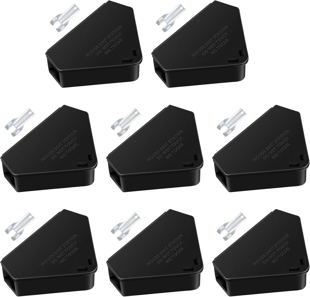 Mouse Bait Station Outdoor Indoor with Keys, 8 Pack Reusable Rat Bait Stations, Mice Stations, Keep Children and Pets Safe, Bait Station Box for Kitchen Garage Patio(Bait is not Included)