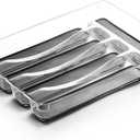 BINO 5-Slot Silverware Organizer for Drawer | Plastic Utensil Organizer for Kitchen Drawers | Silverware Tray for Drawer Organization | Utensil Kitchen Drawer Organizer w/Grip Lining (Grey)