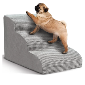 Dog Stairs for Small Dogs, 3 Tiers High Density Foam Dog Ramp, Extra Wide NonSlip Pet Steps for High Beds Or Couch, Soft Foam Doggie Ladder for Dogs Injured, Older Pets, Small Cats