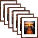 SESEAT 11x14 Picture Frames Rustic Brown Display Pictures 8x10 With mat or 11x14 Prints Without Mat, Wall Mounting, 6PCS