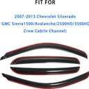 in-Channel Window Deflectors Rain Guards 2007-2013 Chevy Silverado & GMC Sierra 1500/2500HD/3500HD Crew Cab, 4 Piece Set, Smoke Tint, OEM Style, No Exterior Tape Needed (Front & Rear)