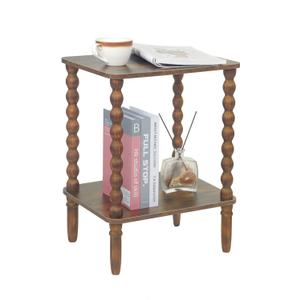 Side Table, Small End Table with Storage Shelf, 2-Tier Small Coffee Tables Living Room for Bedroom, Narrow Spaces (Rustic Brown)