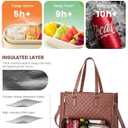 LOVEVOOK Lunch Tote Bag for Women, 15.6 Inch Laptop Bag with Insulated Lunch Compartment, Quilted Large Capacity Computer Handbag with Purse for Business, Work, Nurse, Collage, Office, Casual, Brown