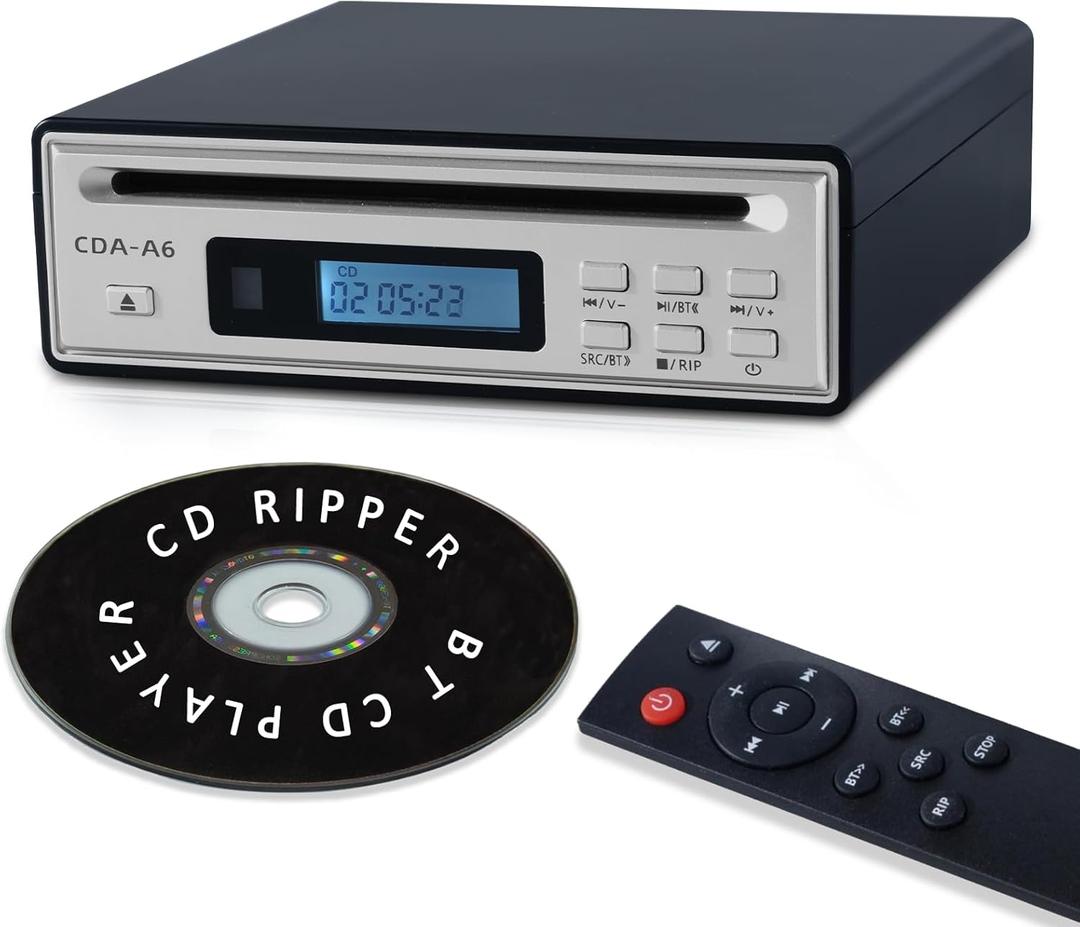 Portable Bluetooth CD Player for Home CD Ripper Hi-Fi Audio CD Player Desktop CD Players Optical and AUX Output，Lossless Sound Quality