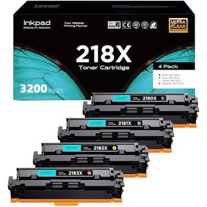 [High Yield] 218X Toner Cartridge 4 Pack Replacement for HP 218X 218A Toner Cartridge, Works with HP Color Laserjet Pro 3201dw MFP 3301fdw 3301sdw Printer W2180X W2180A (No Chip)